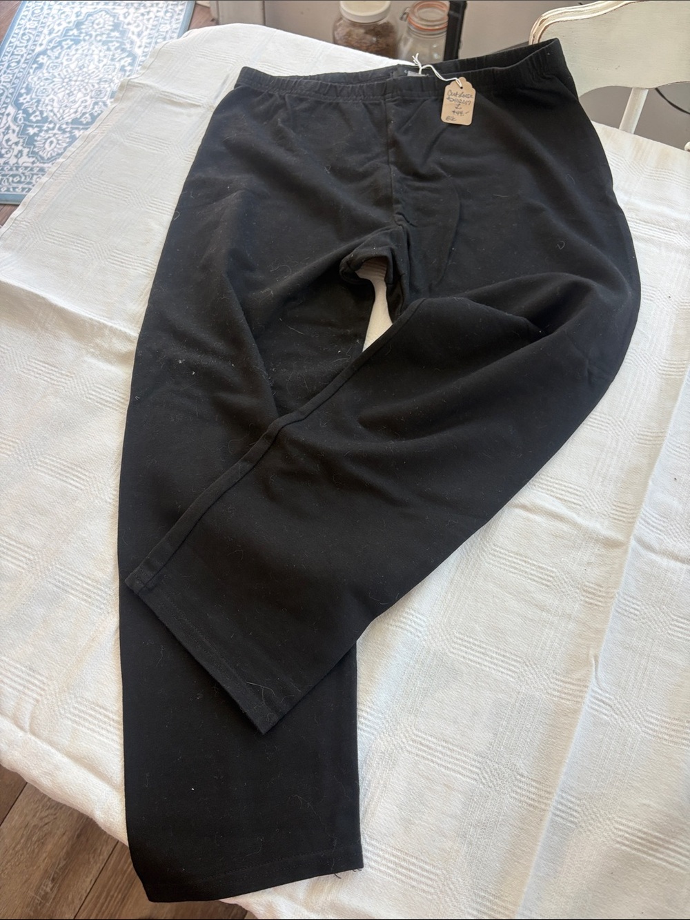 cut loose Black Stretch Leggings with Elastic Waist